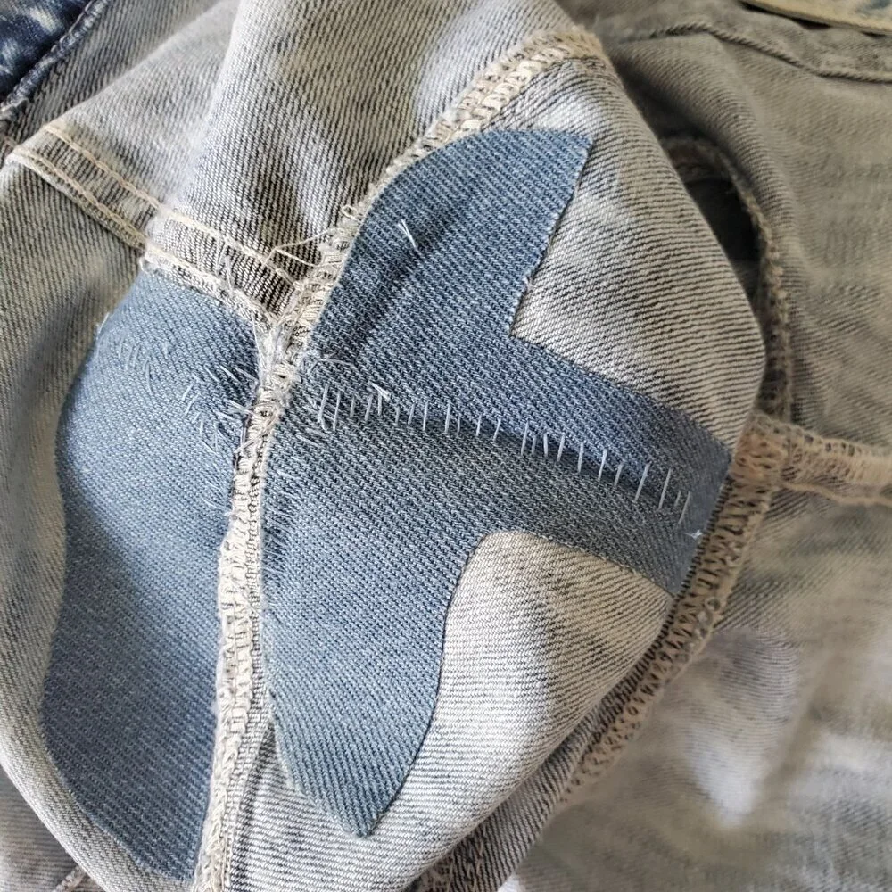 Jak & Rae Acid Wash Saks 5th Ave Very Rare Vintage Y2K Jean Jacket Patches S